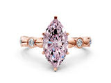 Rose gold Fancy Pink Marquise  Solitaire Bezel-Set Diamond Ring with Beaded Band and Four-Prong Setting_32