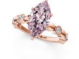 Rose gold Fancy Pink Marquise  Solitaire Bezel-Set Diamond Ring with Beaded Band and Four-Prong Setting_33