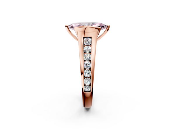 Rose gold Fancy Pink Marquise  Solitaire Bezel-Set Diamond Ring with Channel-Set Band