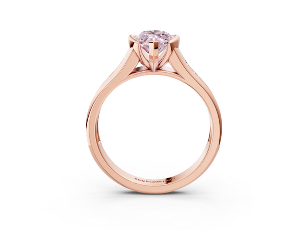 Rose gold Fancy Pink Marquise  Solitaire Bezel-Set Diamond Ring with Channel-Set Band
