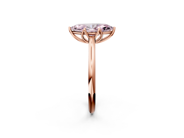 Rose gold Fancy Pink Marquise  Solitaire Cathedral Diamond Ring with Six-Prong Setting