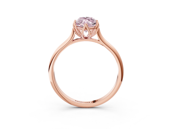 Rose gold Fancy Pink Marquise  Solitaire Cathedral Diamond Ring with Six-Prong Setting
