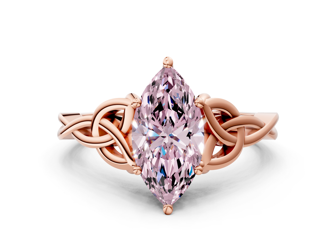 Rose gold Fancy Pink Marquise  Solitaire Celtic Knot Engagement Ring with Four-Prong Setting_42