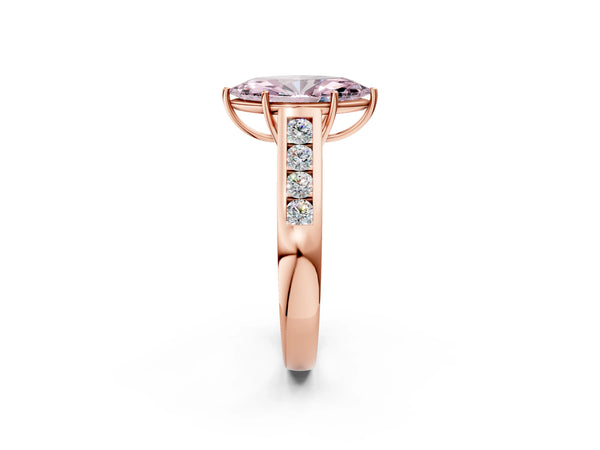 Rose gold Fancy Pink Marquise  Solitaire Channel-Set Diamond Engagement Ring with Four-Prong Setting