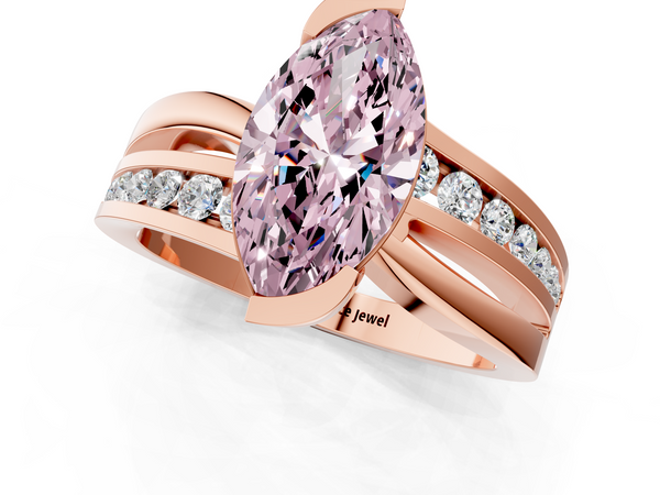 Rose gold Fancy Pink Marquise  Solitaire Channel-Set Split Shank Ring with Tension Prong Setting