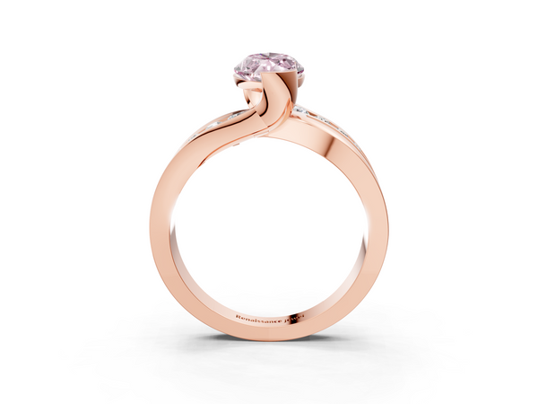 Rose gold Fancy Pink Marquise  Solitaire Channel-Set Split Shank Ring with Tension Prong Setting