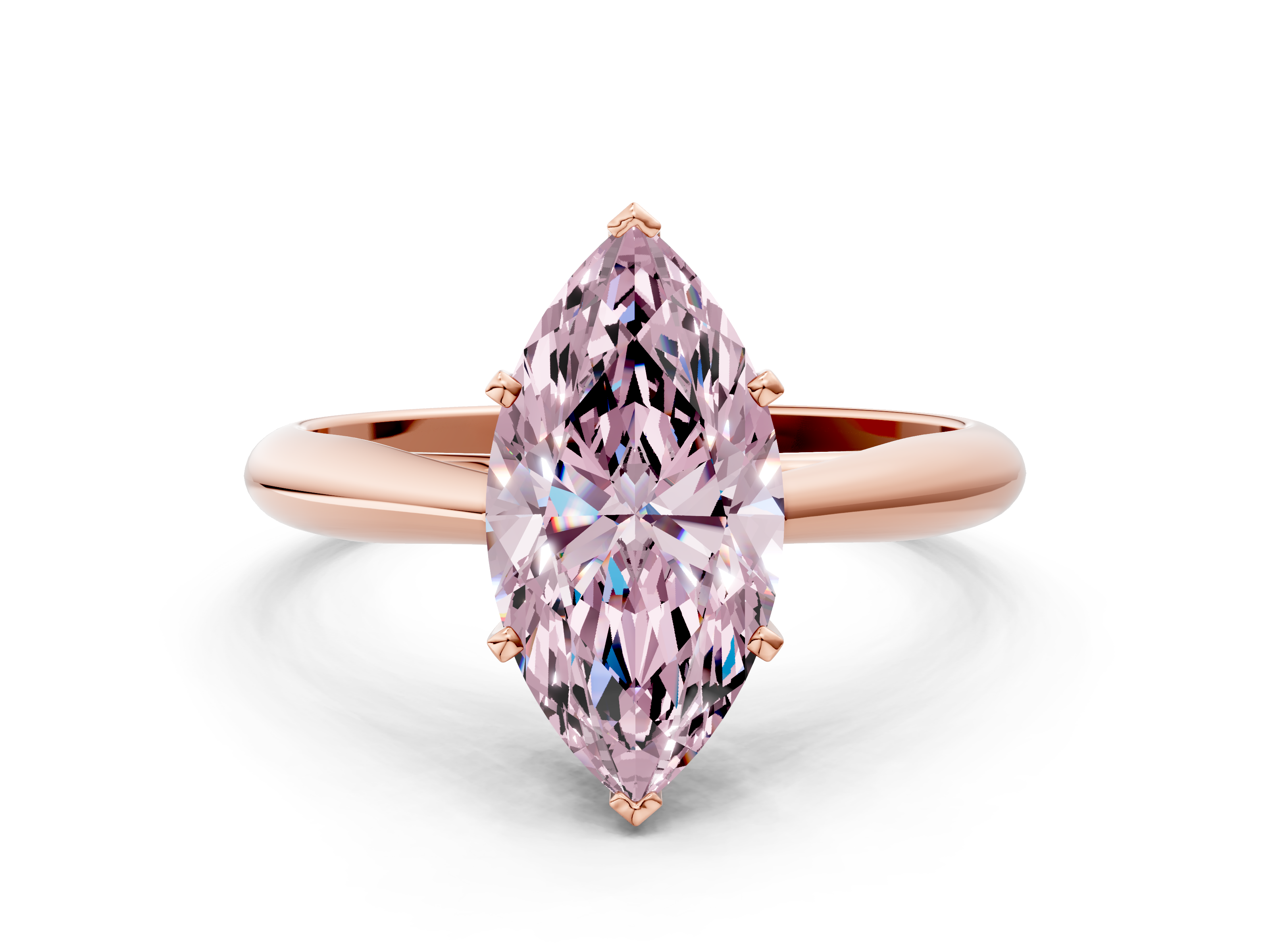 Rose gold Fancy Pink Marquise  Solitaire Diamond Engagement Ring with Cathedral Setting and Four-Prong Mount on a Classic Band_77