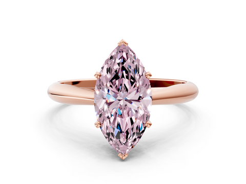 Rose gold Fancy Pink Marquise  Solitaire Diamond Engagement Ring with Cathedral Setting and Four-Prong Mount on a Classic Band_77