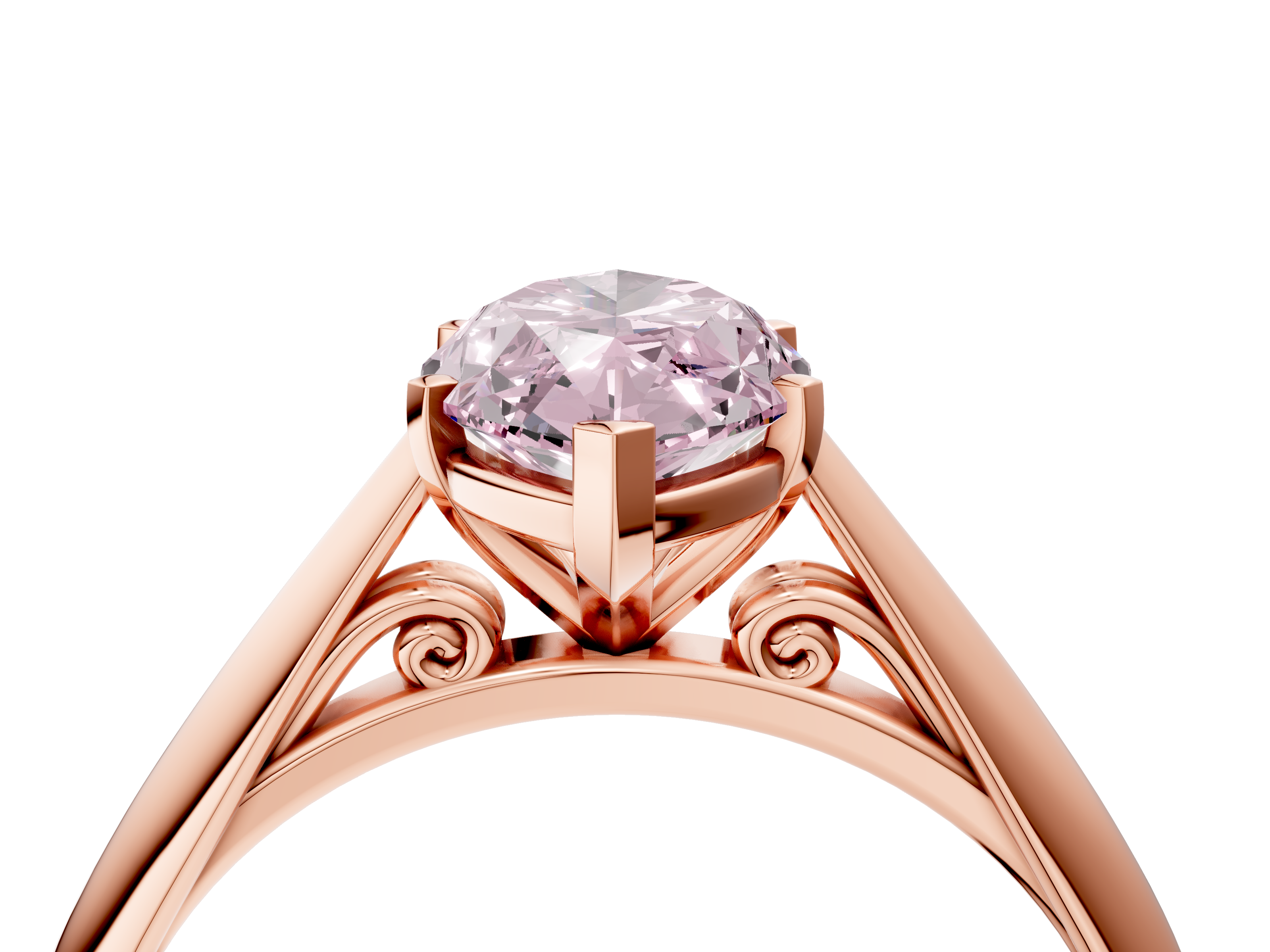 Rose gold Fancy Pink Marquise  Solitaire Diamond Engagement Ring with Cathedral Setting and Four-Prong Mount on a Classic Band_81