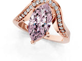 Rose gold Fancy Pink Marquise  Solitaire Diamond Engagement Ring with Pave Band and Four-Prong Setting 1