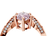 Rose gold Fancy Pink Marquise  Solitaire Diamond Engagement Ring with Pave Band and Four-Prong Setting 4