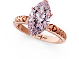Rose gold Fancy Pink Marquise  Solitaire Diamond Engagement Ring with XO Engraved Band and Four-Prong Setting 2