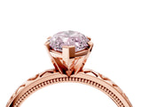 Rose gold Fancy Pink Marquise  Solitaire Diamond Engagement Ring with XO Engraved Band and Four-Prong Setting 5