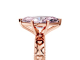 Rose gold Fancy Pink Marquise  Solitaire Diamond Engagement Ring with XO Engraved Band and Four-Prong Setting