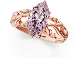 Rose gold Fancy Pink Marquise  Solitaire Diamond Leaf Vine Band with Prong Setting_48