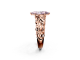Rose gold Fancy Pink Marquise  Solitaire Diamond Leaf Vine Band with Prong Setting_49