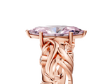 Rose gold Fancy Pink Marquise  Solitaire Diamond Leaf Vine Band with Prong Setting_52