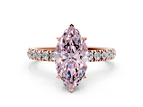 Rose gold Fancy Pink Marquise  Solitaire Diamond Pavé Band with Four-Prong Setting_28