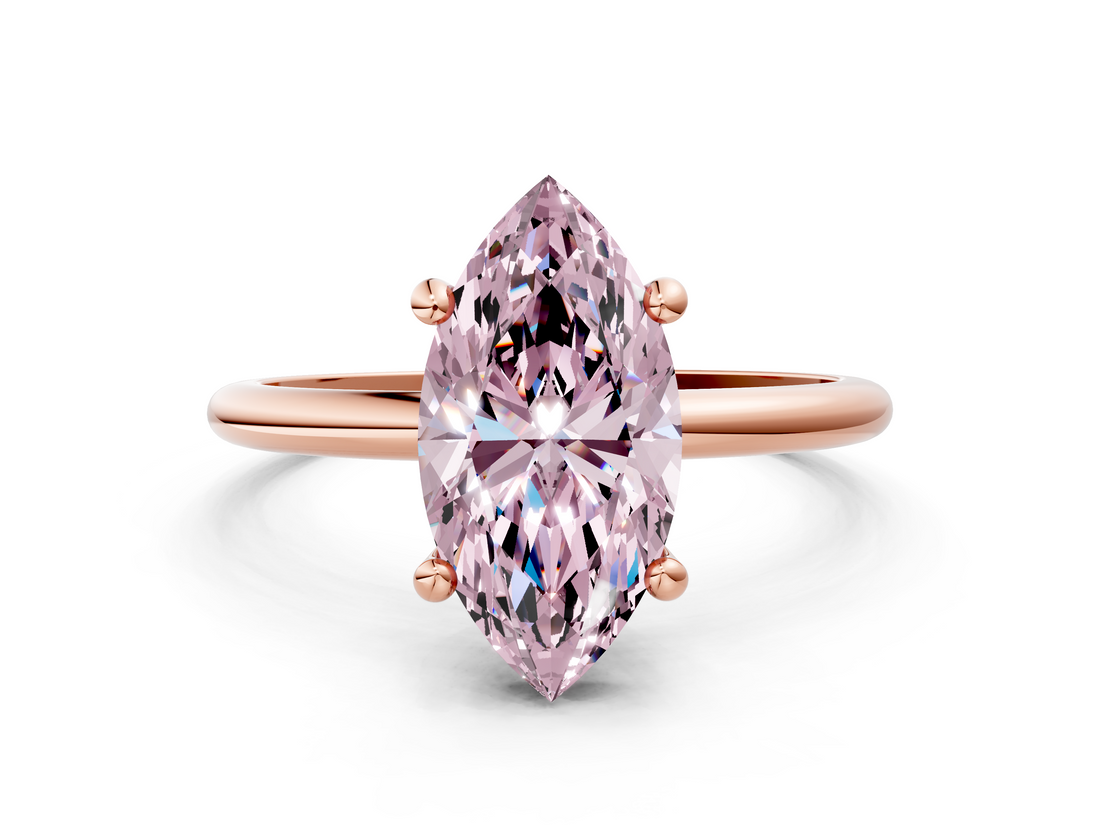 Rose gold Fancy Pink Marquise  Solitaire Diamond Ring with 4-Prong Setting on a Classic Band_3