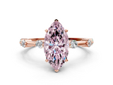 Rose gold Fancy Pink Marquise  Solitaire Diamond Ring with Bezel Set Side Stones and Prong Setting_3