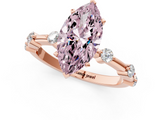 Rose gold Fancy Pink Marquise  Solitaire Diamond Ring with Bezel Set Side Stones and Prong Setting_4