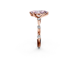 Rose gold Fancy Pink Marquise  Solitaire Diamond Ring with Bezel Set Side Stones and Prong Setting_5