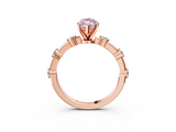 Rose gold Fancy Pink Marquise  Solitaire Diamond Ring with Bezel Set Side Stones and Prong Setting_6