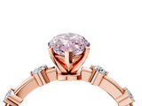 Rose gold Fancy Pink Marquise  Solitaire Diamond Ring with Bezel Set Side Stones and Prong Setting_7