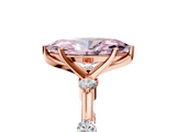 Rose gold Fancy Pink Marquise  Solitaire Diamond Ring with Bezel Set Side Stones and Prong Setting_8