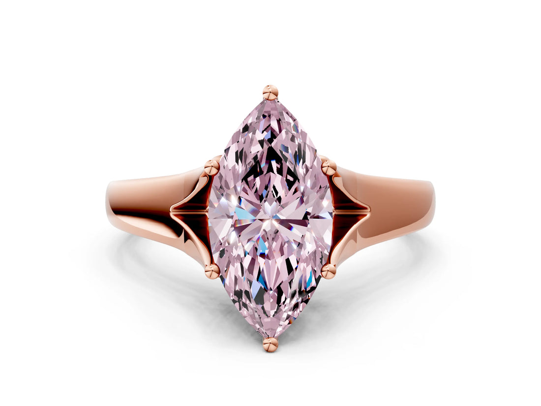 Rose gold Fancy Pink Marquise  Solitaire Diamond Ring with Cathedral Band and Four-Prong Setting_65
