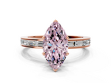 Rose gold Fancy Pink Marquise  Solitaire Diamond Ring with Channel-Set Baguette Band and Four-Prong Setting_85