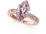 Rose gold Fancy Pink Marquise  Solitaire Diamond Ring with Channel-Set Baguette Band and Four-Prong Setting_86
