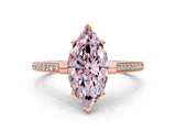 Rose gold Fancy Pink Marquise  Solitaire Diamond Ring with Channel Set Band and Bezel Prong Setting_56