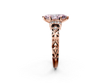 Rose gold Fancy Pink Marquise  Solitaire Diamond Ring with Filigree Band and Four-Prong Setting_44