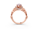 Rose gold Fancy Pink Marquise  Solitaire Diamond Ring with Filigree Band and Four-Prong Setting_45
