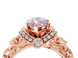 Rose gold Fancy Pink Marquise  Solitaire Diamond Ring with Filigree Band and Four-Prong Setting_46