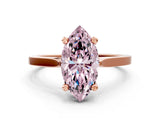 Rose gold Fancy Pink Marquise  Solitaire Diamond Ring with Four-Prong Setting and Tapered Band 1