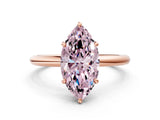 Rose gold Fancy Pink Marquise  Solitaire Diamond Ring with Four-Prong Setting on a Plain Band_20