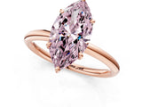 Rose gold Fancy Pink Marquise  Solitaire Diamond Ring with Four-Prong Setting on a Plain Band_21
