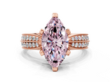Rose gold Fancy Pink Marquise  Solitaire Diamond Ring with Milgrain Pavé Band and Four-Prong Setting_20