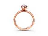 Rose gold Fancy Pink Marquise  Solitaire Diamond Ring with Milgrain and Black Enamel X Pattern Band_100