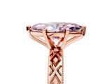 Rose gold Fancy Pink Marquise  Solitaire Diamond Ring with Milgrain and Black Enamel X Pattern Band_102