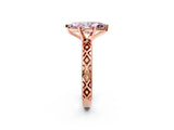 Rose gold Fancy Pink Marquise  Solitaire Diamond Ring with Milgrain and Black Enamel X Pattern Band_99