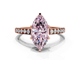 Rose gold Fancy Pink Marquise  Solitaire Diamond Ring with Pavé Band and Four-Prong Setting_77