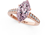Rose gold Fancy Pink Marquise  Solitaire Diamond Ring with Pavé Band and Four-Prong Setting_78