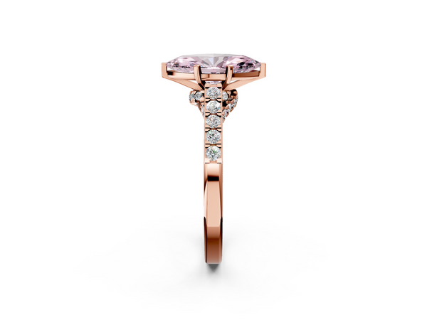 Rose Gold Marquise Pave Engagement Ring Setting for Fancy Pink Center with Crossover Gallery