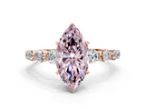 Rose gold Fancy Pink Marquise  Solitaire Diamond Ring with Pave Band and Four-Prong Setting_255