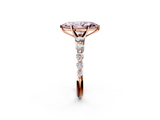 Rose gold Fancy Pink Marquise  Solitaire Diamond Ring with Pave Band and Four-Prong Setting_257