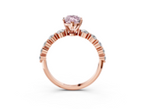 Rose gold Fancy Pink Marquise  Solitaire Diamond Ring with Pave Band and Four-Prong Setting_258