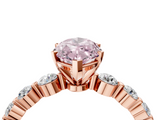 Rose gold Fancy Pink Marquise  Solitaire Diamond Ring with Pave Band and Four-Prong Setting_259